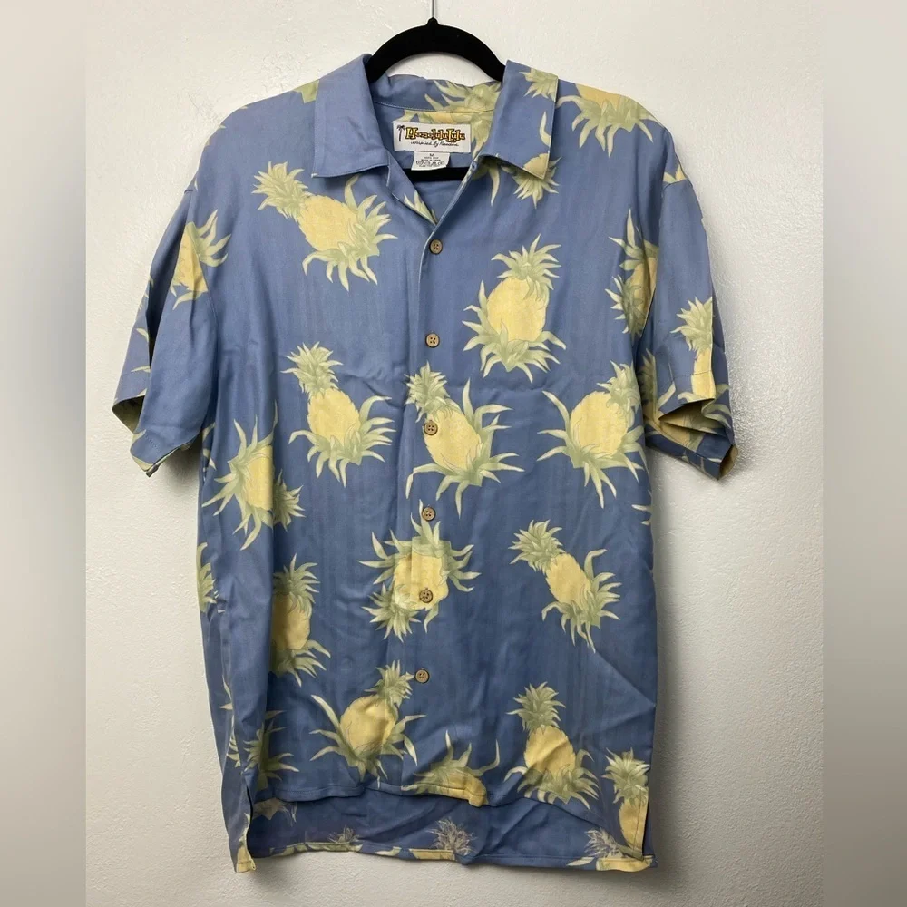 Vintage Silk Hawaiian Honolulu Button Down Short Sleeve Summer Shirt Men Medium